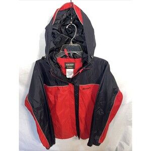 Stearns Drywear Men’s Rain Hoodie Size Large Red Black Nylon Outdoors Full Zip